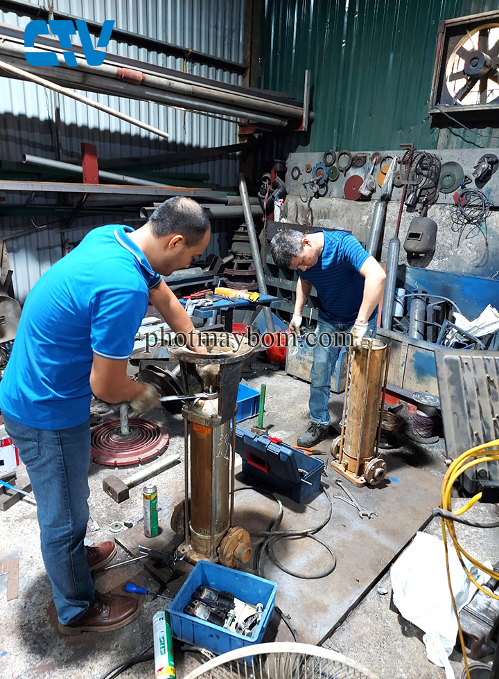 Sửa bơm công nghiệp trục đứng bị hỏng ruột buồng cánh máy bơm